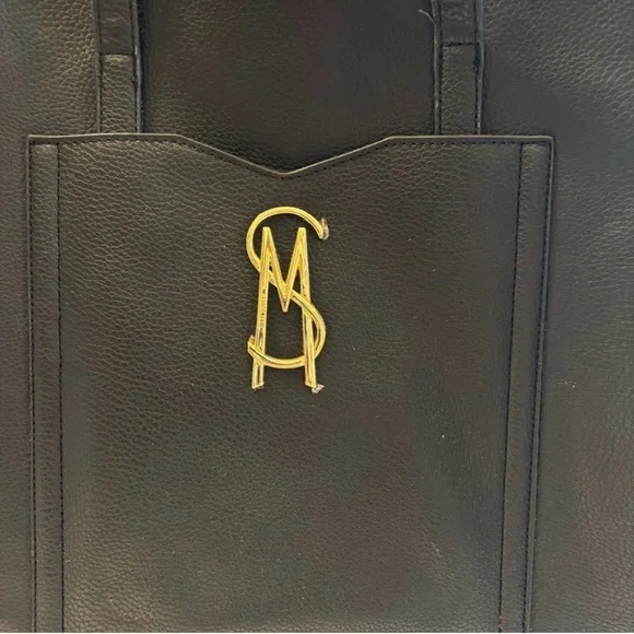 Steve Madden Black Tote with Gold Monogram - Picture 2 of 6